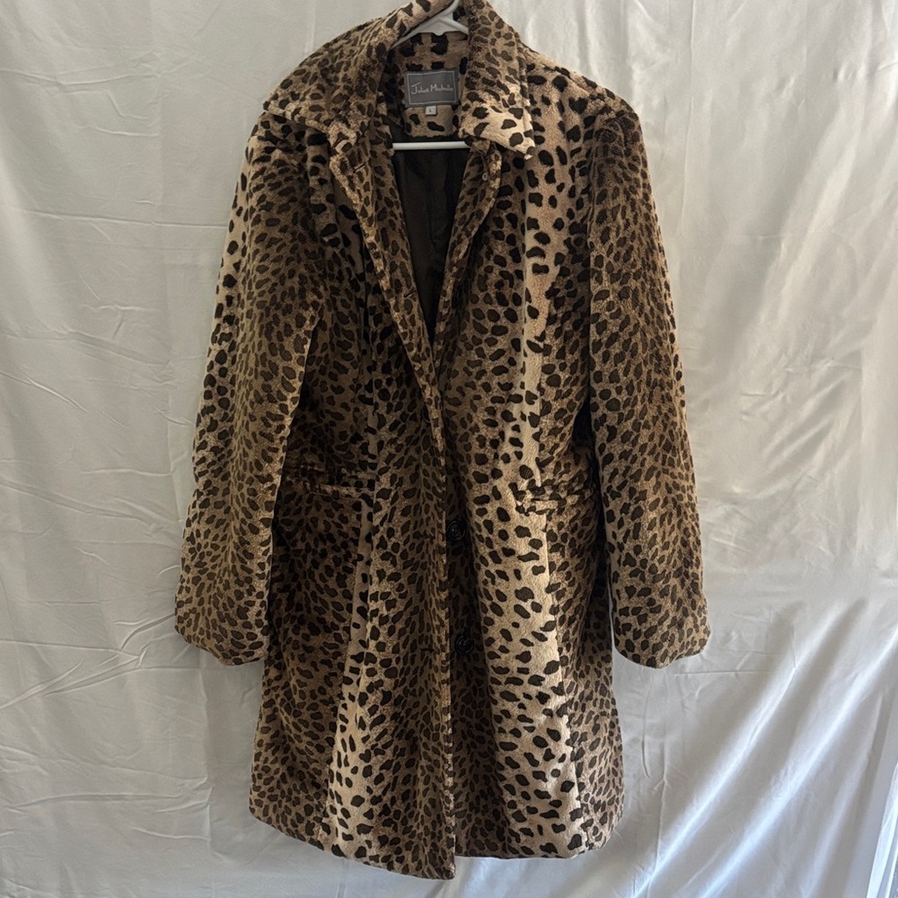 Juliet Michelle vintage Leopard Print Faux Fur Coat - Picture 2 of 6